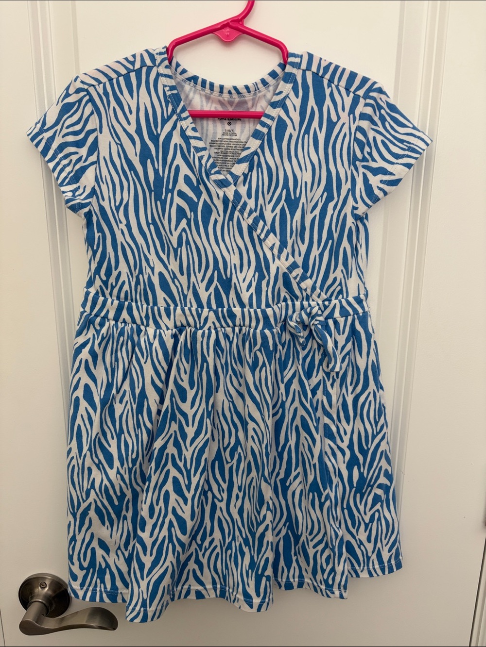 Diane Von Furstenberg Blue and White Zebra Wrap-Style Kids Dress